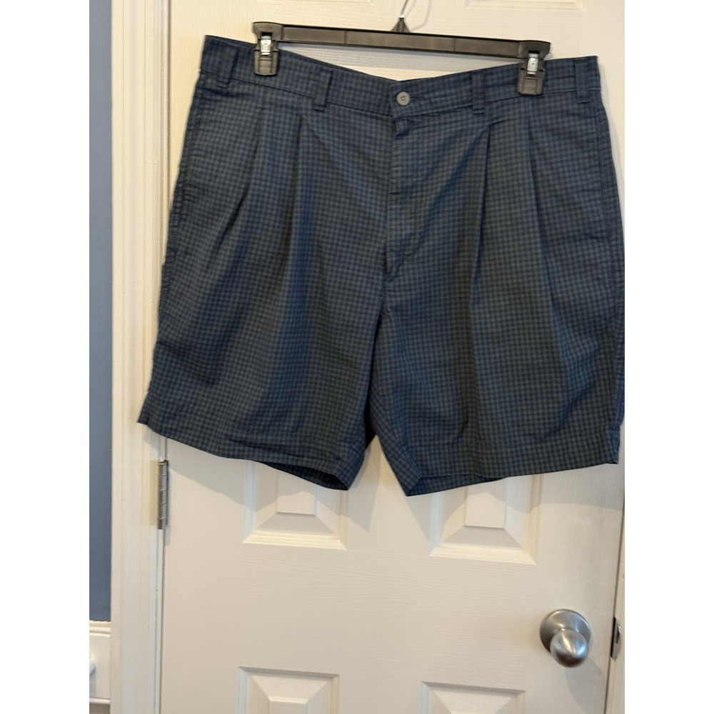 Dockers Men's Plaid‎ Blue Shorts Size 38 USA 100% Cotton Inseam 9 Preppy Classic